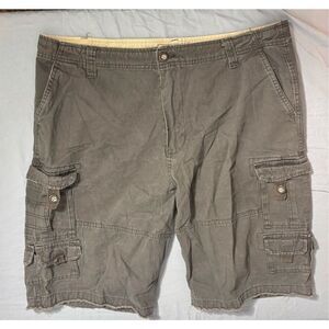 Iron Co. Flex Cargo Shorts Men's 38 Brown Zipper Pocket Camping Hiking Outdoors
